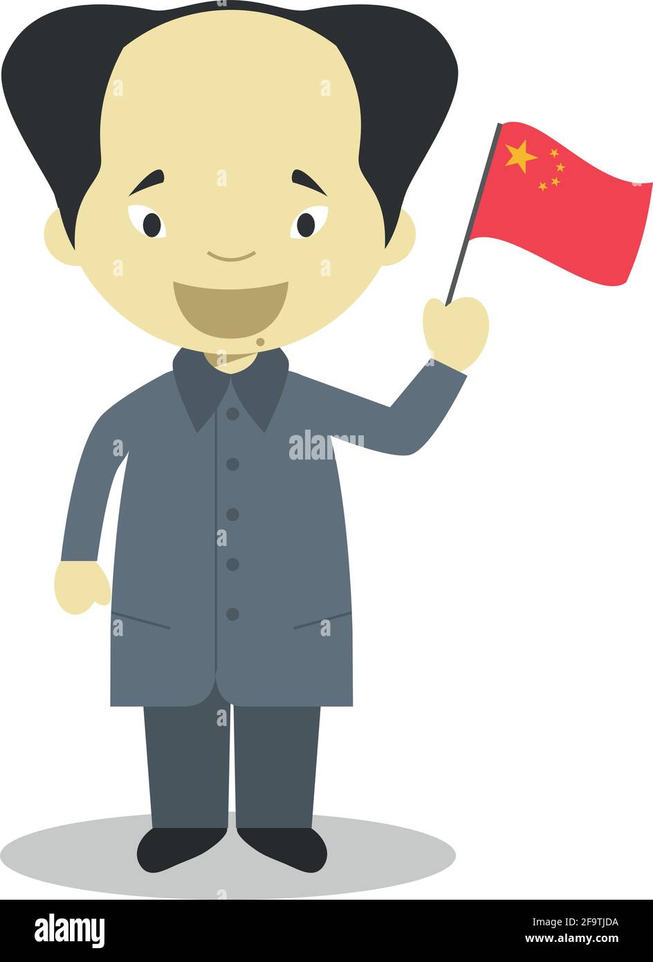 Mao Zedong cartoon character. Vector Illustration. Kids History Collection. Stock Vector