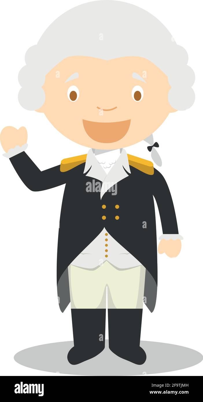 George Washington cartoon character. Vector Illustration. Kids History Collection. Stock Vector