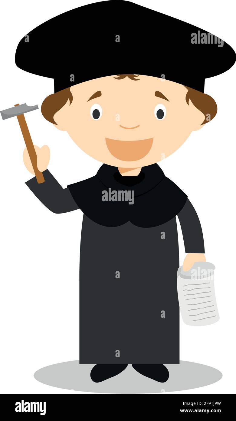 Martin Luther cartoon character. Vector Illustration. Kids History Collection. Stock Vector