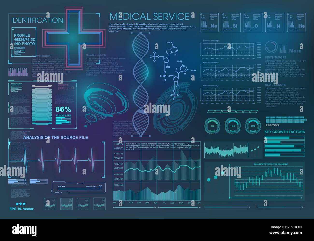Futuristic blue virtual graphic touch user interface Stock Vector Image ...