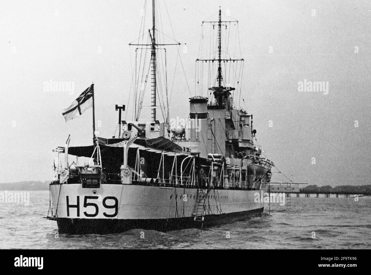 AJAXNETPHOTO. 1937. SPITHEAD, ENGLAND. - BEYOND REPAIR - HMS GALLANT (H59), A G-CLASS DESTROYER BUILT BY ALEXANDER STEPHENSON SONS AT GLASGOW IN 1936, SEEN HERE AT THE MAY CORONATION REVIEW, WAS FURTHER DAMAGED BY AXIS AIR RAID IN MALTA WHILE UNDERGOING REPAIRS AND SCUTTLED AS A BLOCKSHIP. PHOTOGRAPHER:UNKNOWN © DIGITAL IMAGE COPYRIGHT AJAX VINTAGE PICTURE LIBRARY SOURCE: AJAX VINTAGE PICTURE LIBRARY COLLECTION REF:50 20 3 Stock Photo