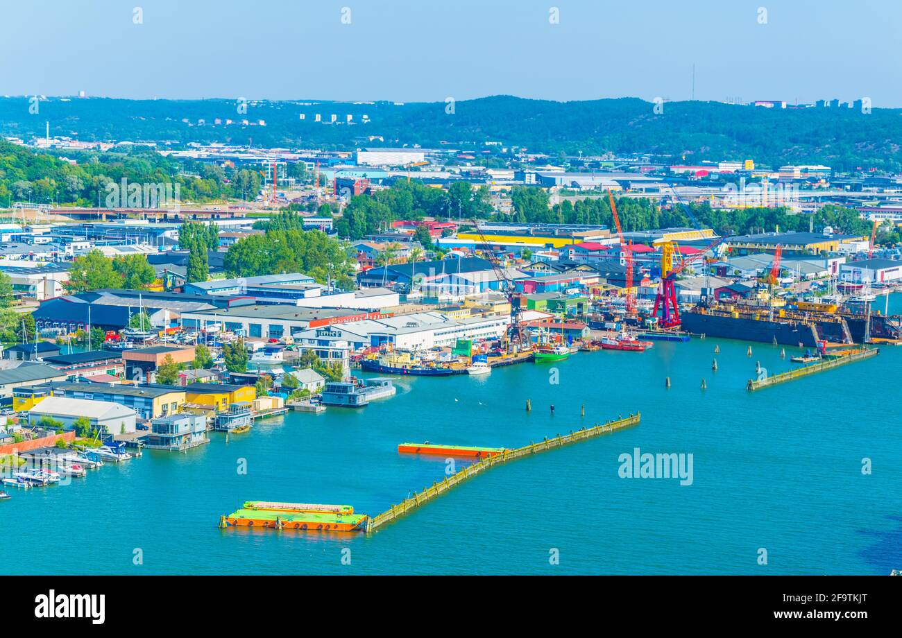 aerial view of the port of Sweden Stock Photo Alamy