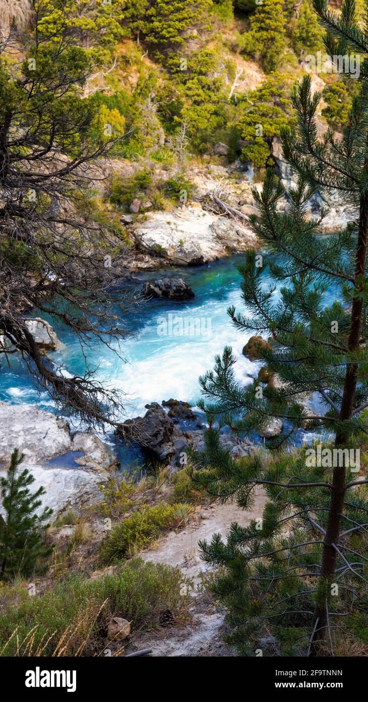 torrential river in a forest in San Martin de los Andes, Neuquen, Argentina Stock Photo