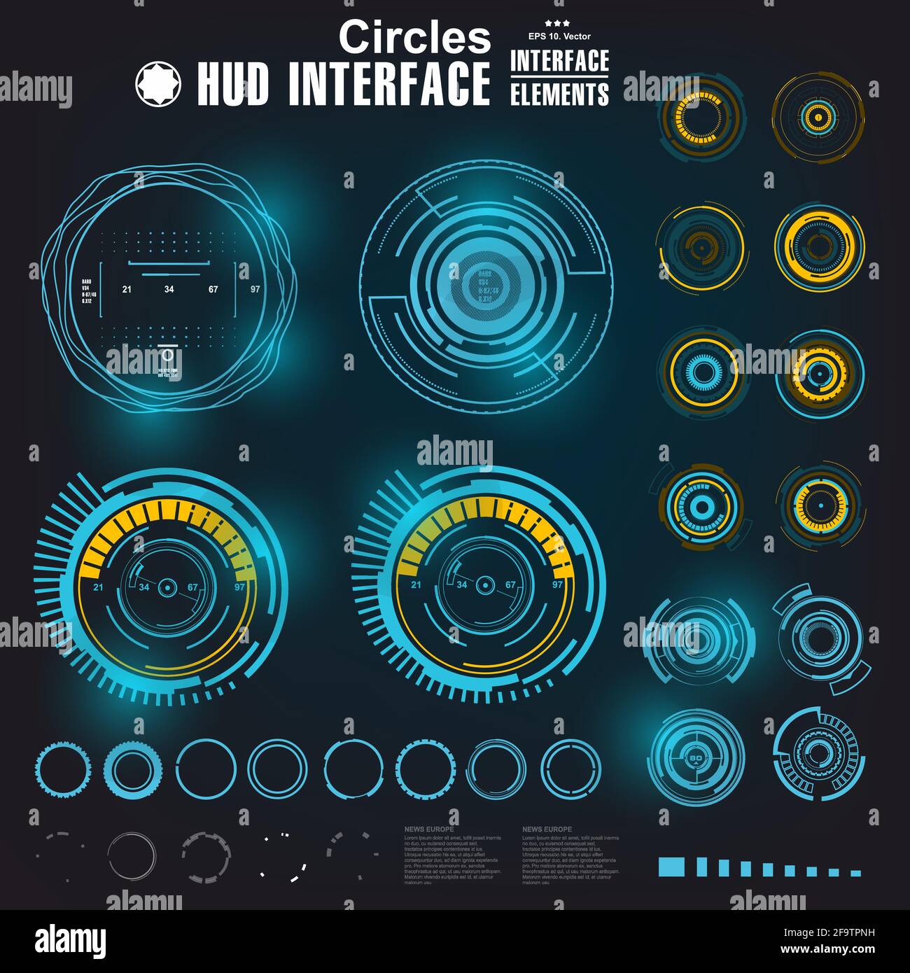 Futuristic blue virtual graphic touch user interface Stock Vector