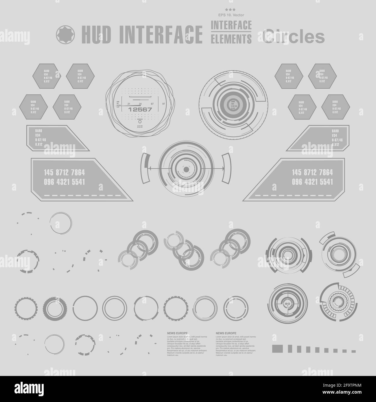 Futuristic blue virtual graphic touch user interface Stock Vector
