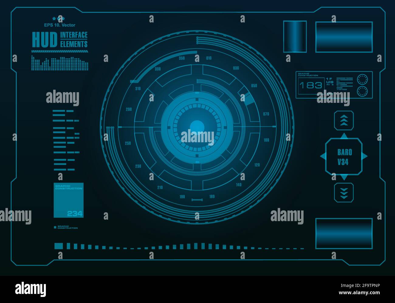 Futuristic blue virtual graphic touch user interface Stock Vector