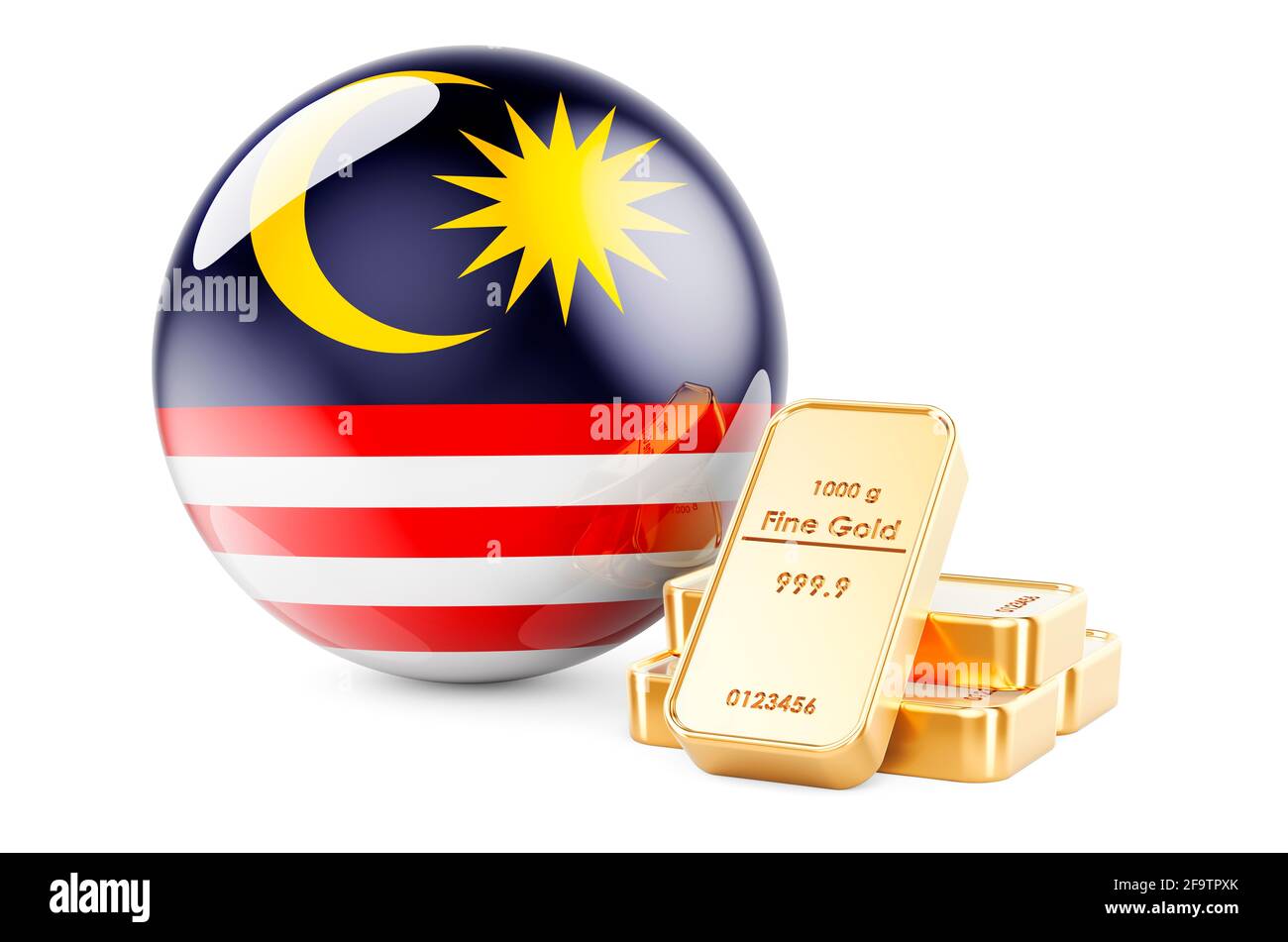 Golden Ingots With Malaysian Flag Foreign Exchange Reserves Of Malaysia Concept 3d Rendering Isolated On White Background Stock Photo Alamy
