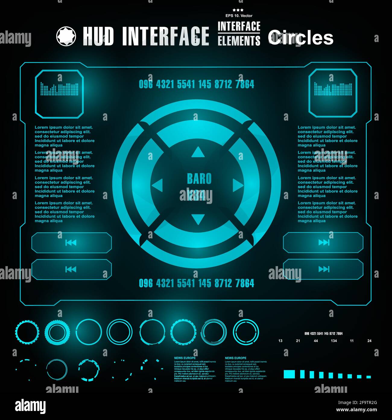 Futuristic blue virtual graphic touch user interface Stock Vector