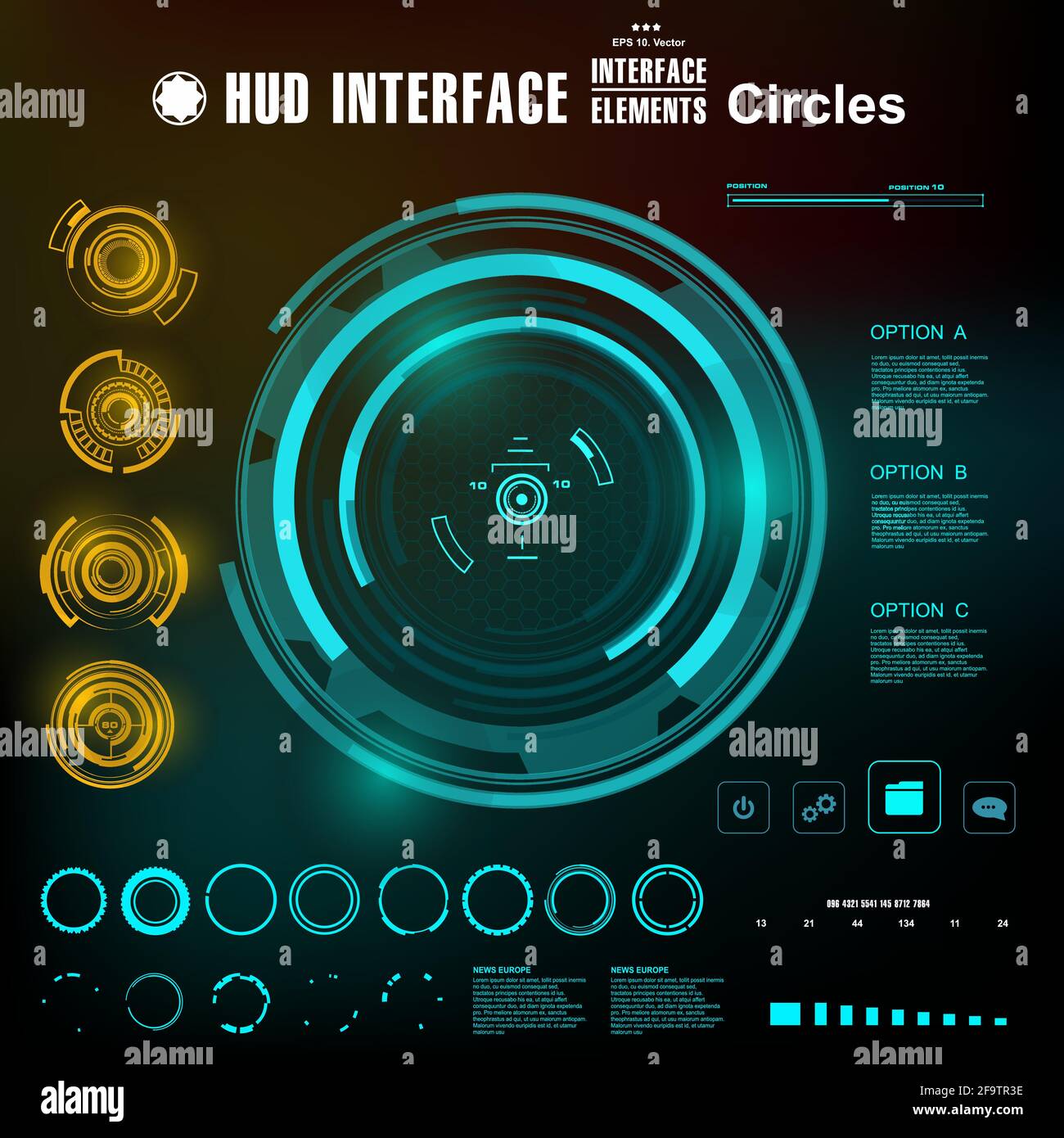 Futuristic blue virtual graphic touch user interface Stock Vector