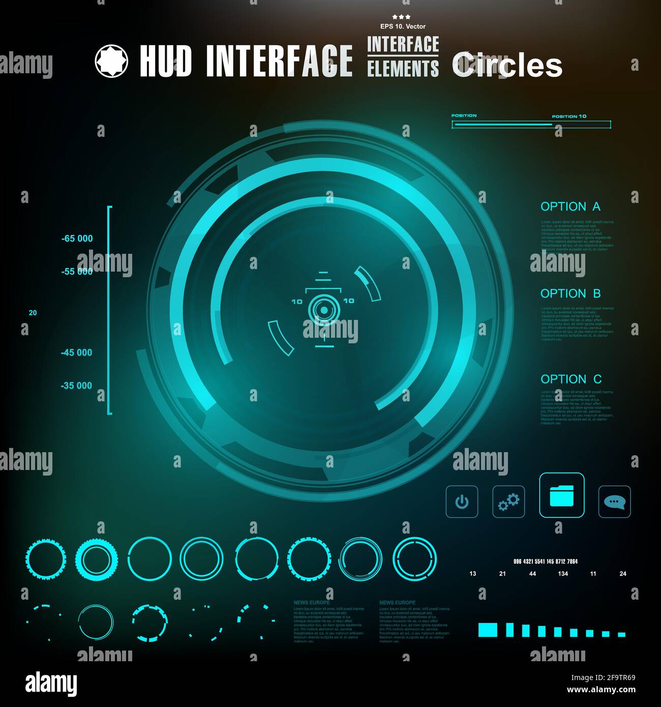 Futuristic blue virtual graphic touch user interface Stock Vector