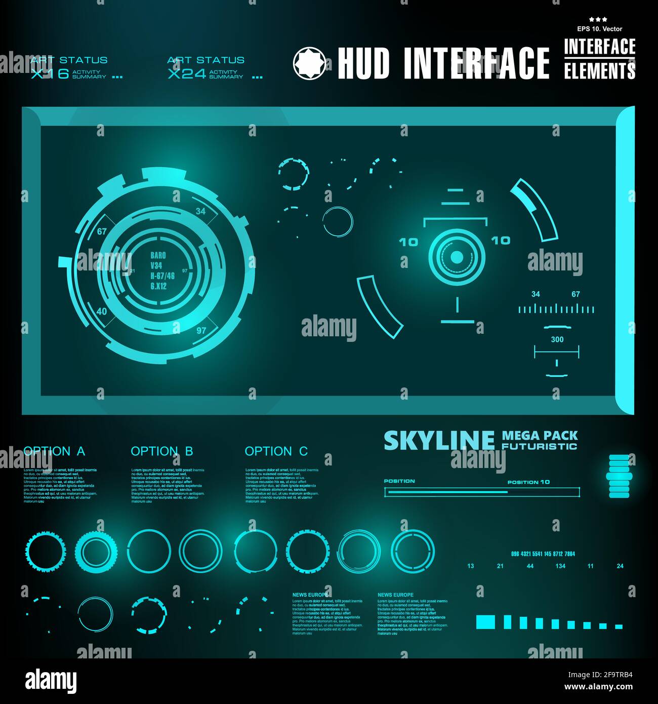 Futuristic green virtual graphic touch user interface Stock Vector