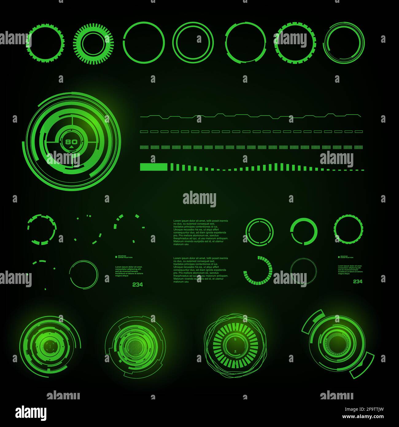 Futuristic green virtual graphic touch user interface Stock Vector