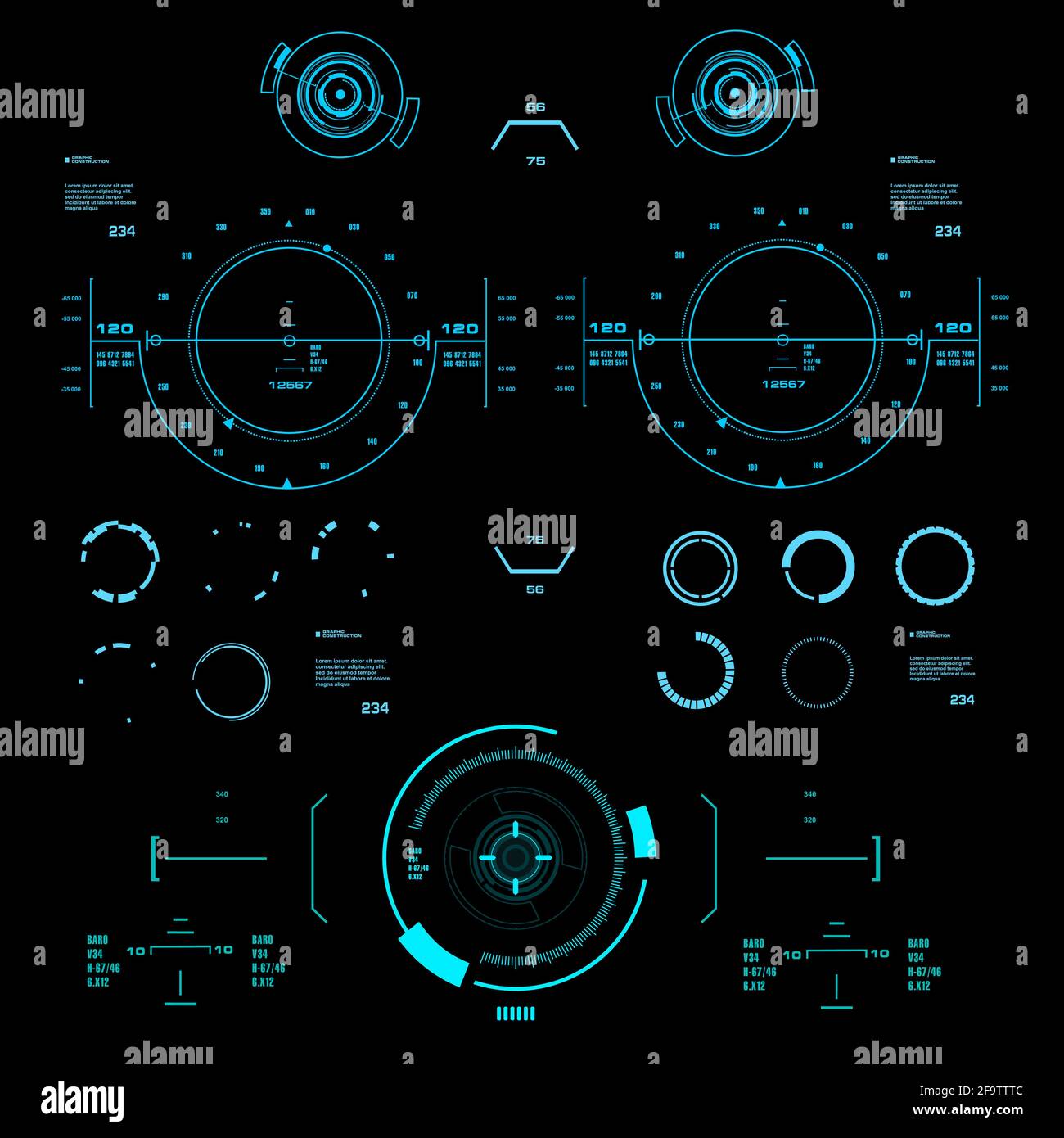 Futuristic blue virtual graphic touch user interface Stock Vector