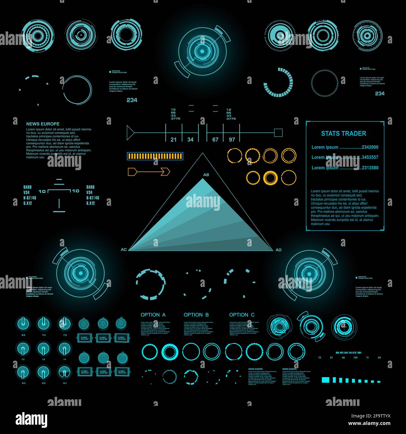 Futuristic blue virtual graphic touch user interface Stock Vector