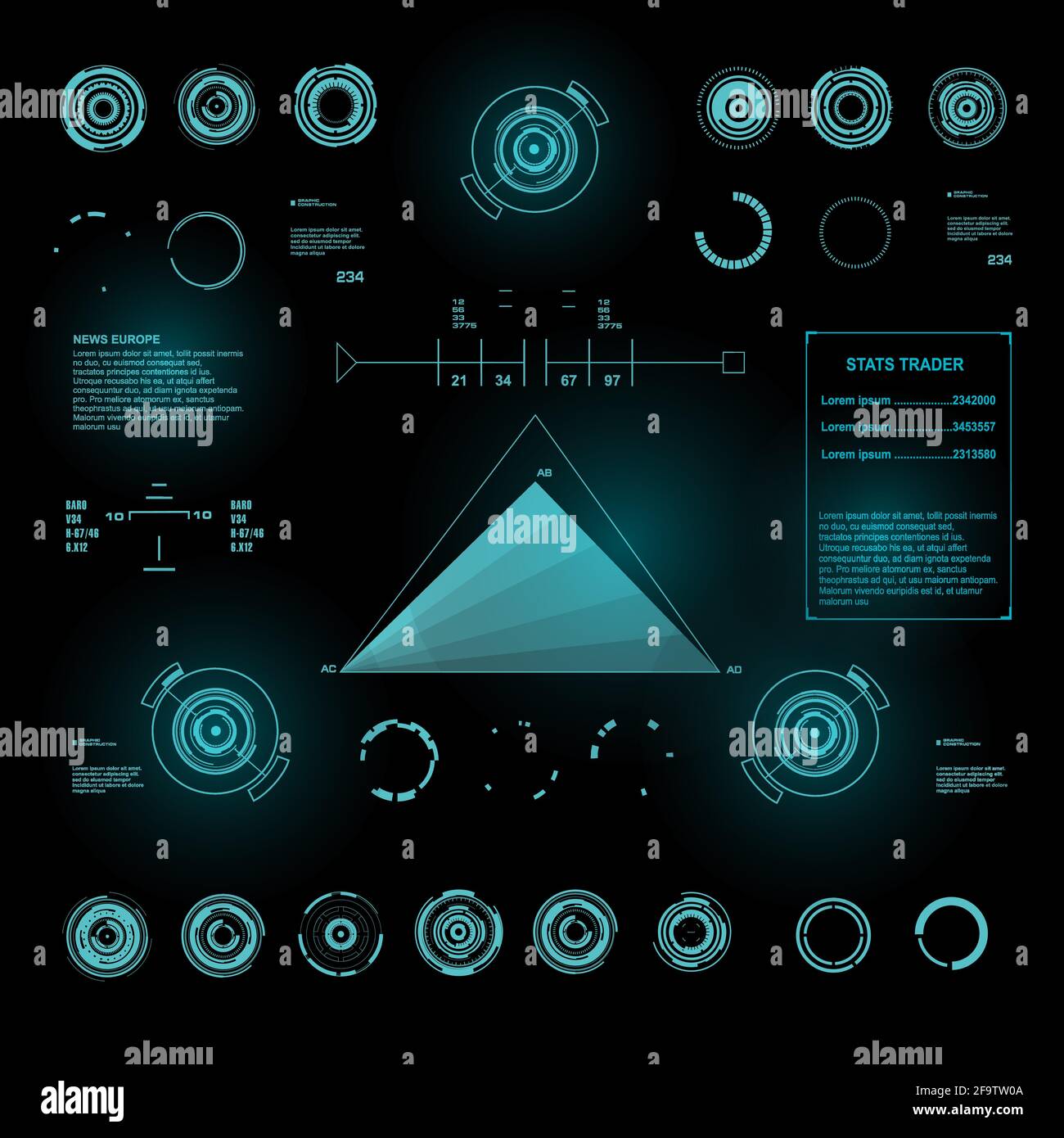 Futuristic blue virtual graphic touch user interface Stock Vector