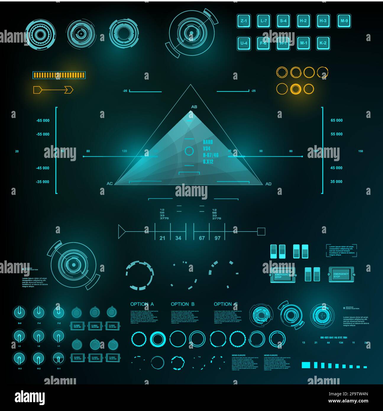 Futuristic blue virtual graphic touch user interface Stock Vector
