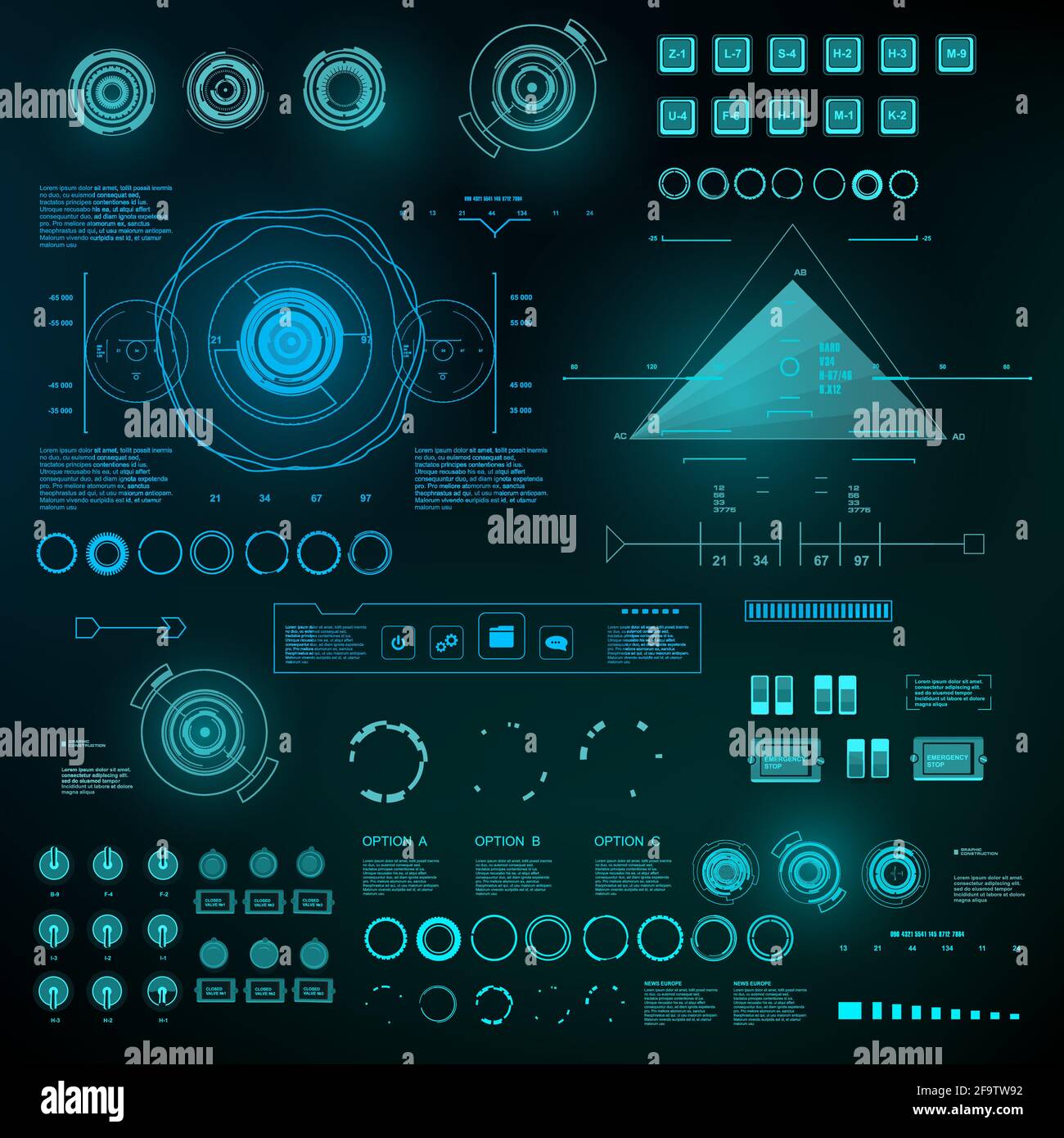 Futuristic blue virtual graphic touch user interface Stock Vector