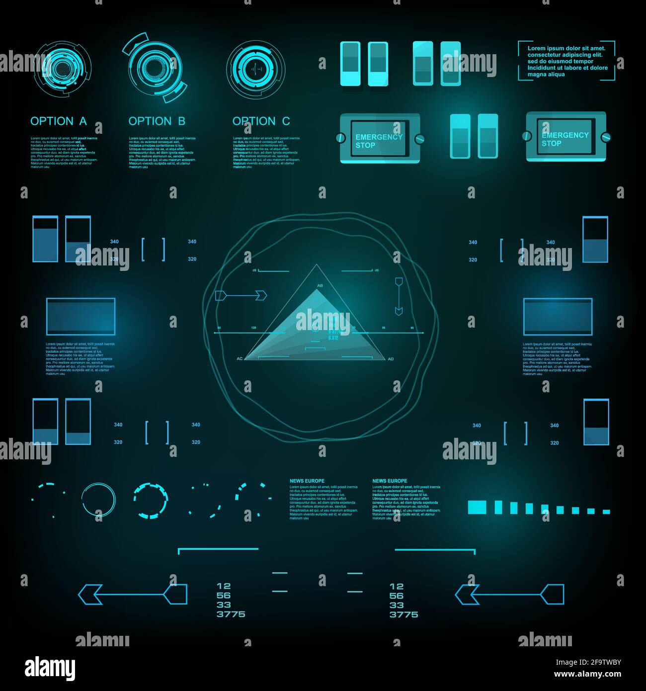 Futuristic blue virtual graphic touch user interface Stock Vector