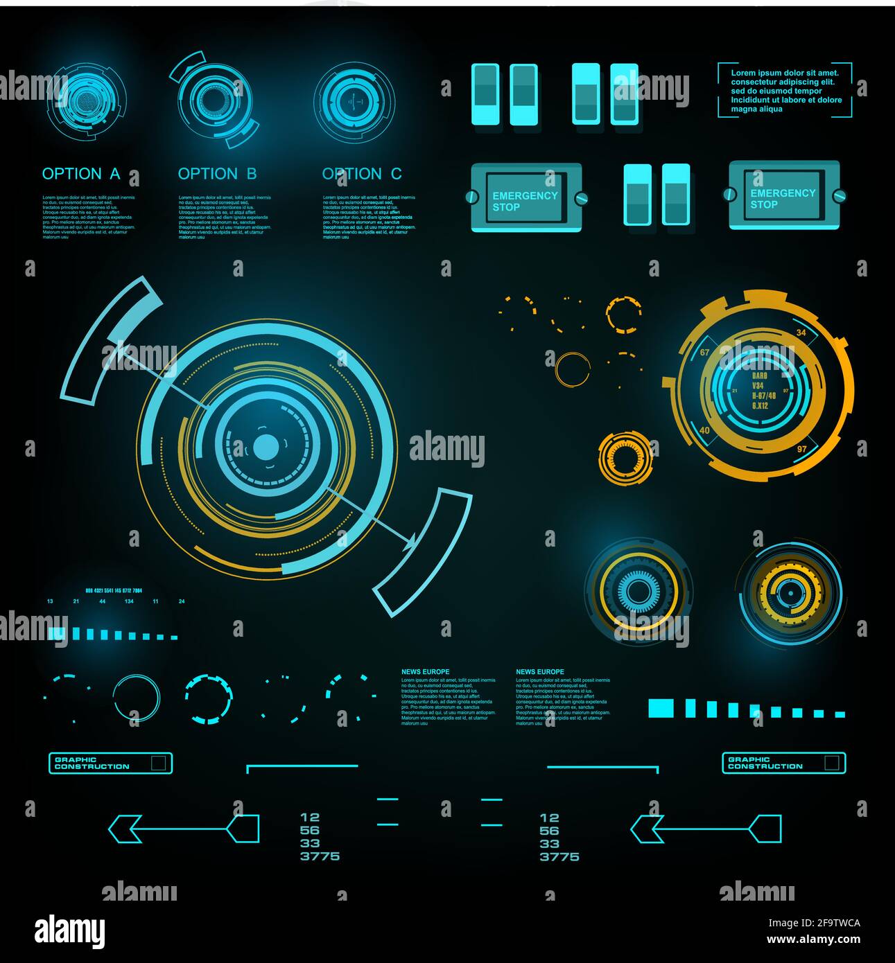 Futuristic blue virtual graphic touch user interface Stock Vector