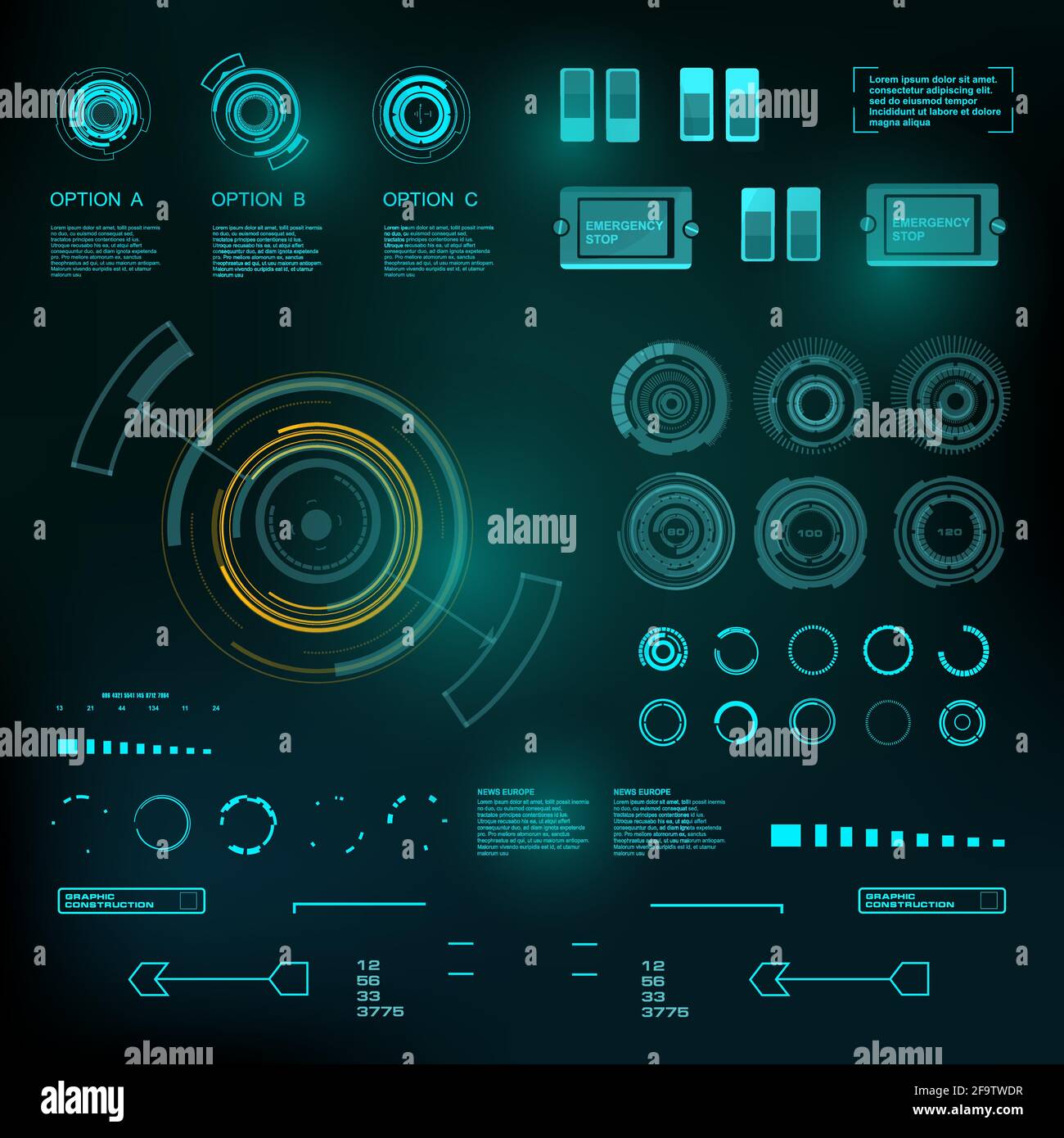 Futuristic blue virtual graphic touch user interface Stock Vector