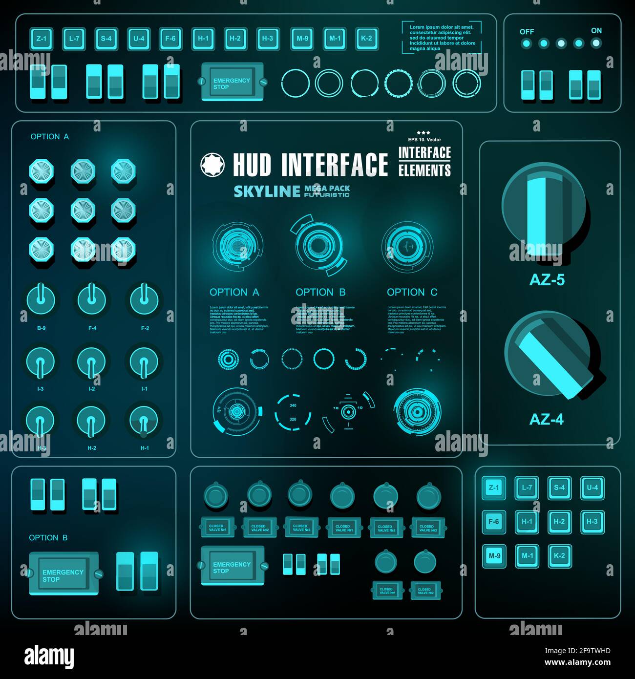 Futuristic blue virtual graphic touch user interface Stock Vector