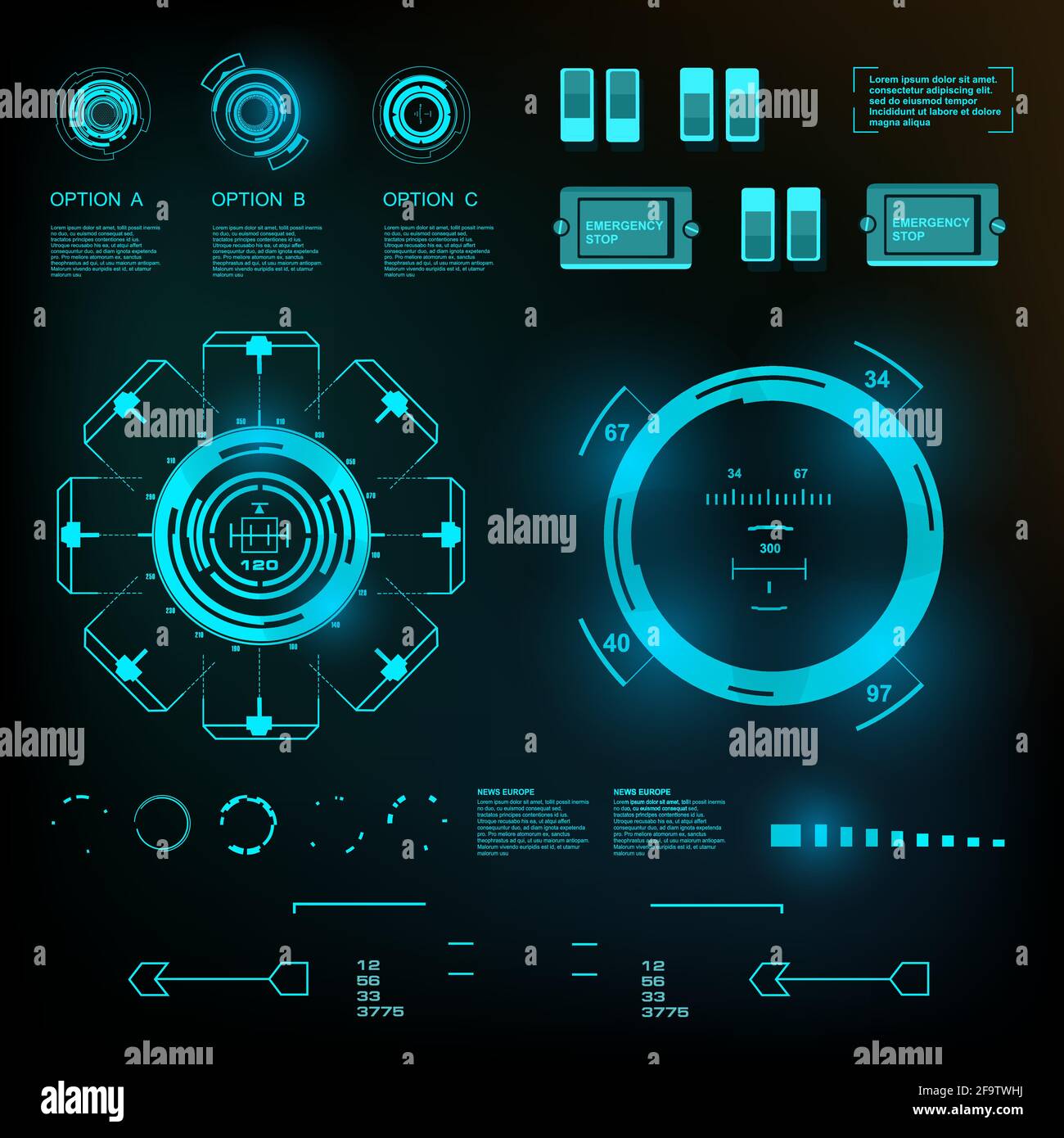 Futuristic blue virtual graphic touch user interface Stock Vector