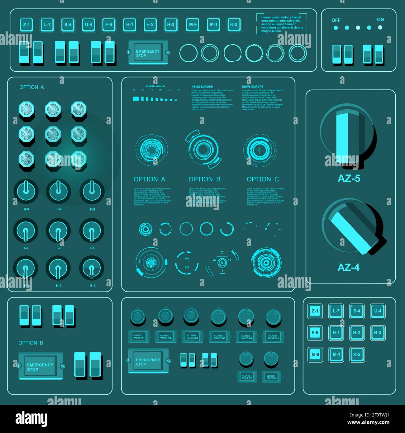 Futuristic blue virtual graphic touch user interface Stock Vector
