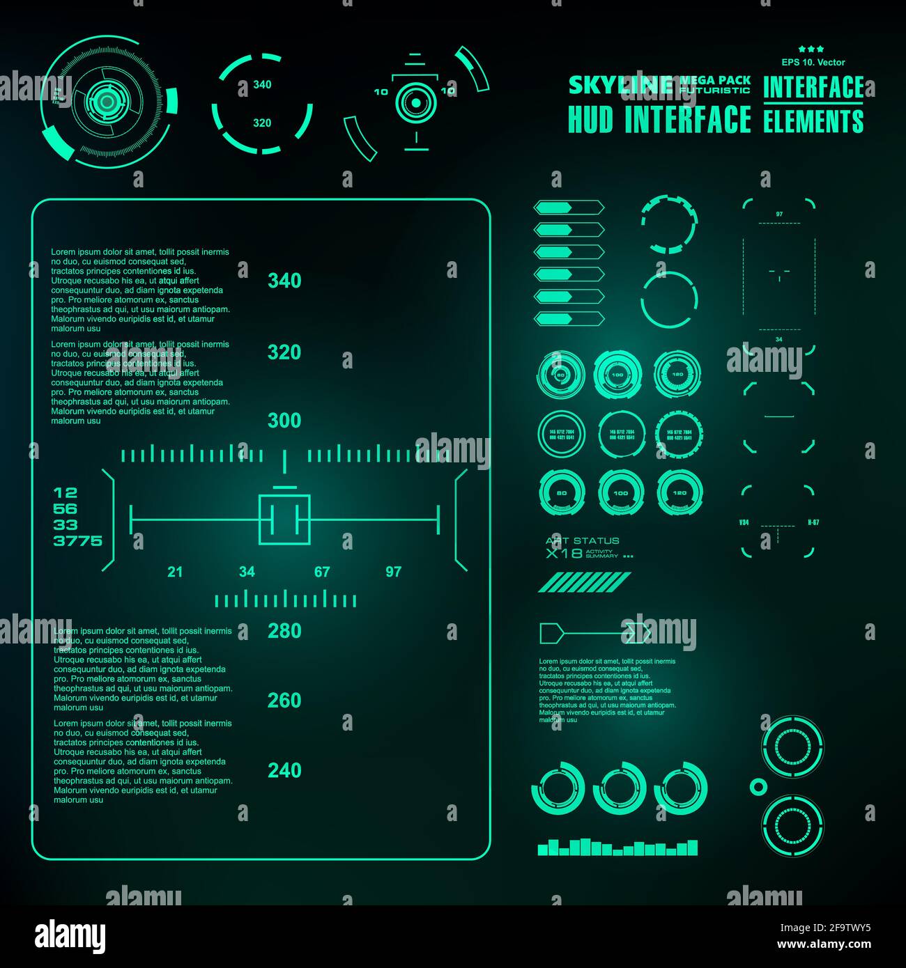 Futuristic blue virtual graphic touch user interface Stock Vector