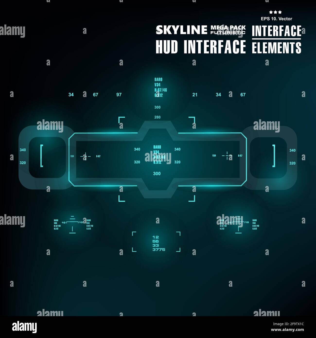 Futuristic blue virtual graphic touch user interface Stock Vector