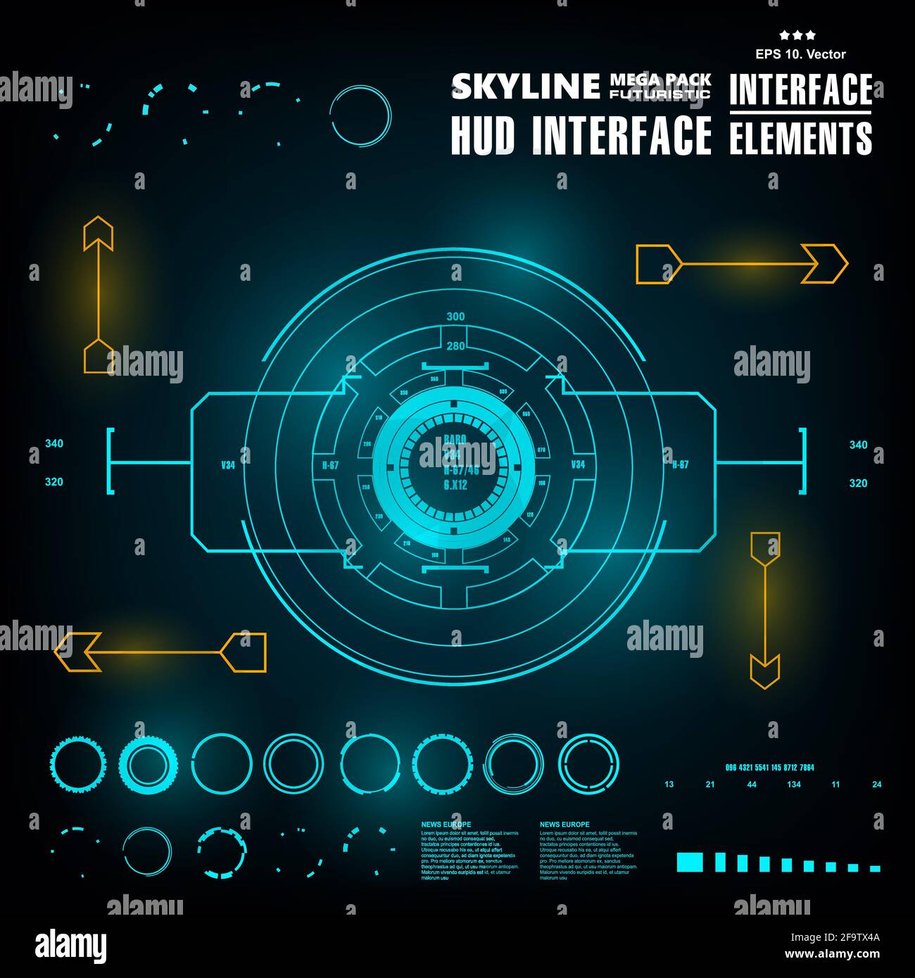 Futuristic blue virtual graphic touch user interface Stock Vector