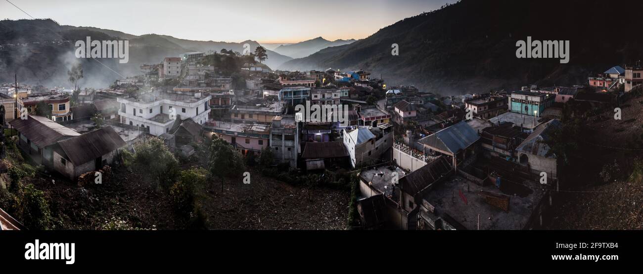 Panorama of San Mateo Ixtatan town, Guatemala Stock Photo