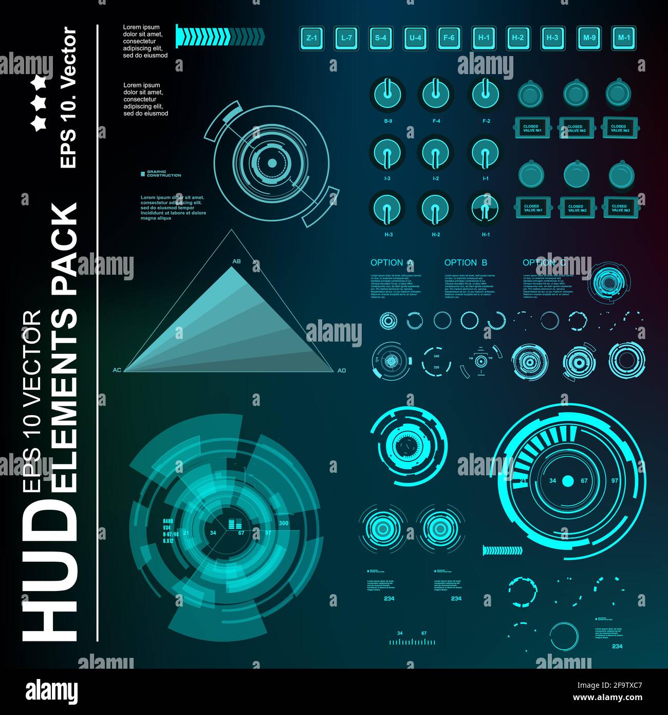 Futuristic green virtual graphic touch user interface Stock Vector