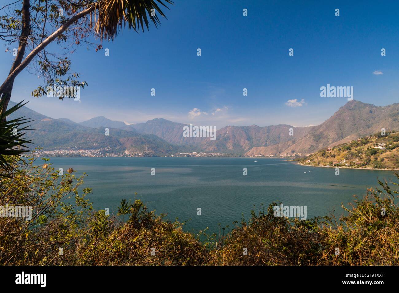 Atitlan lake and surrounding hills, Guatemala Stock Photo