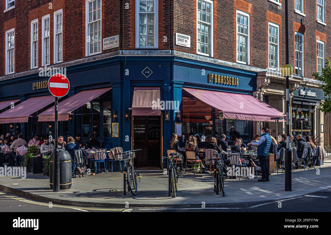 La Brasserie Milanesa, Marylebone High St, Marylebone, London, England, UK. Stock Photo