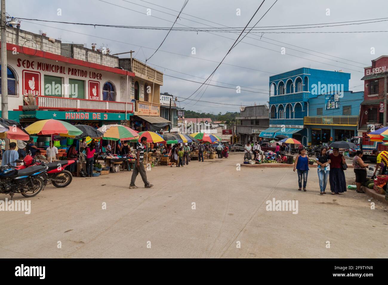 PLAYA GRANDE, GUATEMALA, MARCH 18, 2016: View of a stret life in Playa Grande town. Stock Photo