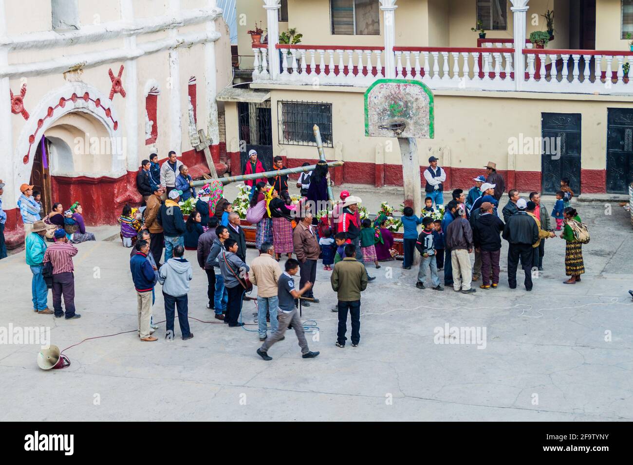 SAN MATEO IXTATAN, GUATEMALA, MARCH 18, 2016: First celebrations  in San Mateo Ixtatan village start one week before Easter. Stock Photo