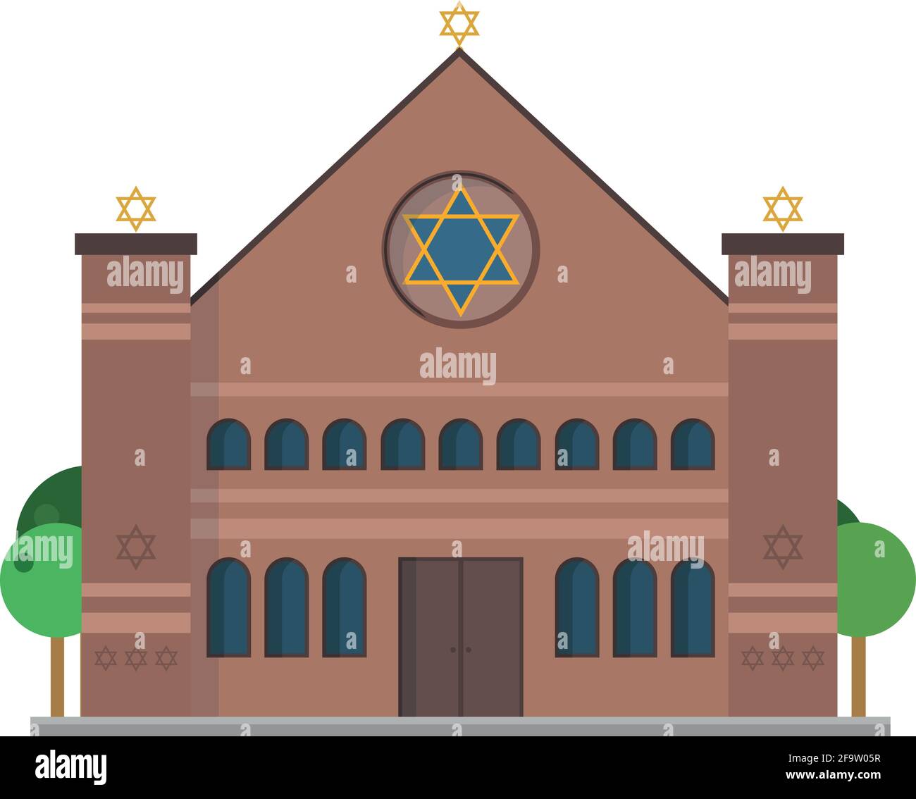 Cute cartoon vector illustration of a Synagogue Stock Vector
