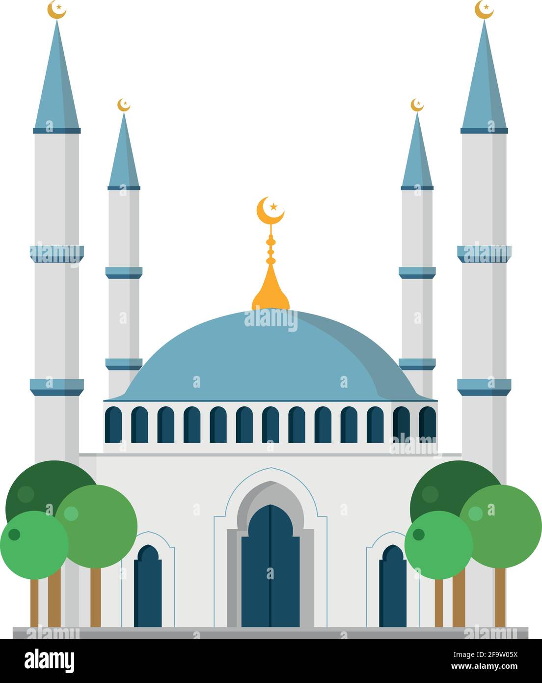 Cute cartoon vector illustration of a mosque Stock Vector