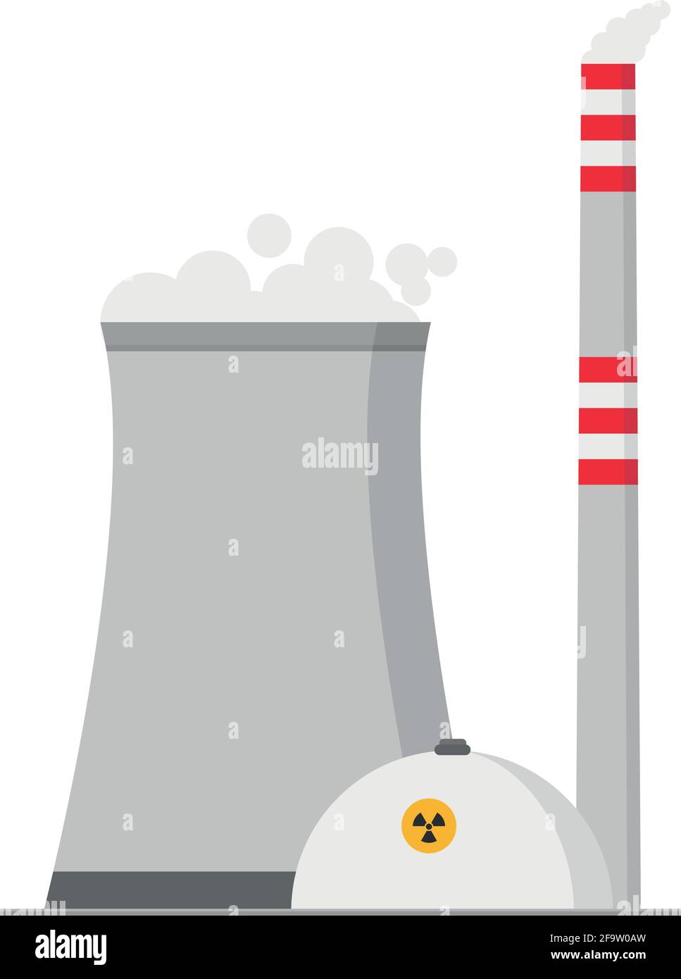Cute cartoon vector illustration of a nuclear power plant Stock Vector