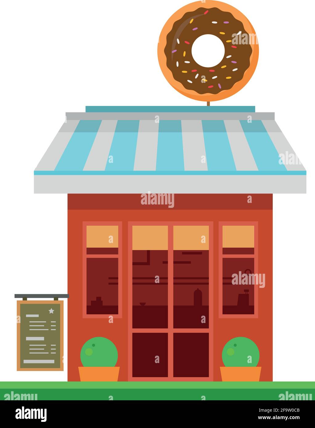 Cute cartoon vector illustration of a donuts shop Stock Vector Image & Art  - Alamy