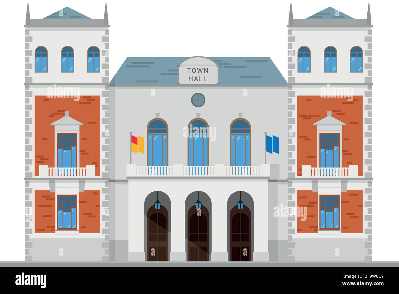 Cute cartoon vector illustration of a town hall Stock Vector