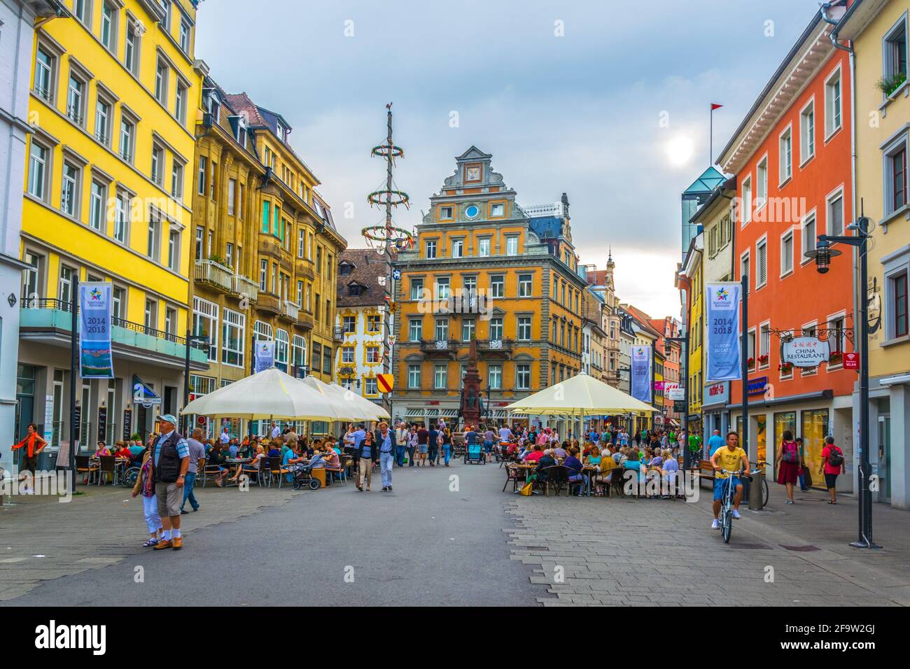 KONSTANZ, GERMANY, JULY 23, 2016: View of the markstatte square with famous kaiserbrunnen fountain in Konstanz in Germany. Stock Photo