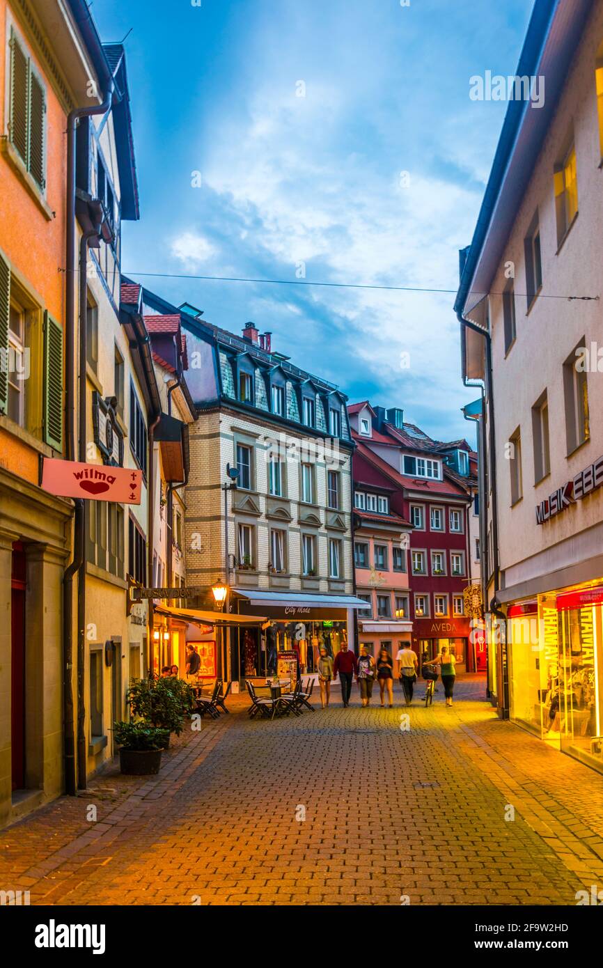 KONSTANZ, GERMANY, JULY 23, 2016: View of hussenstrasse street where czech priest Jan Hus lived during the Konstanz Konzil in Konstanz, Germany. Stock Photo