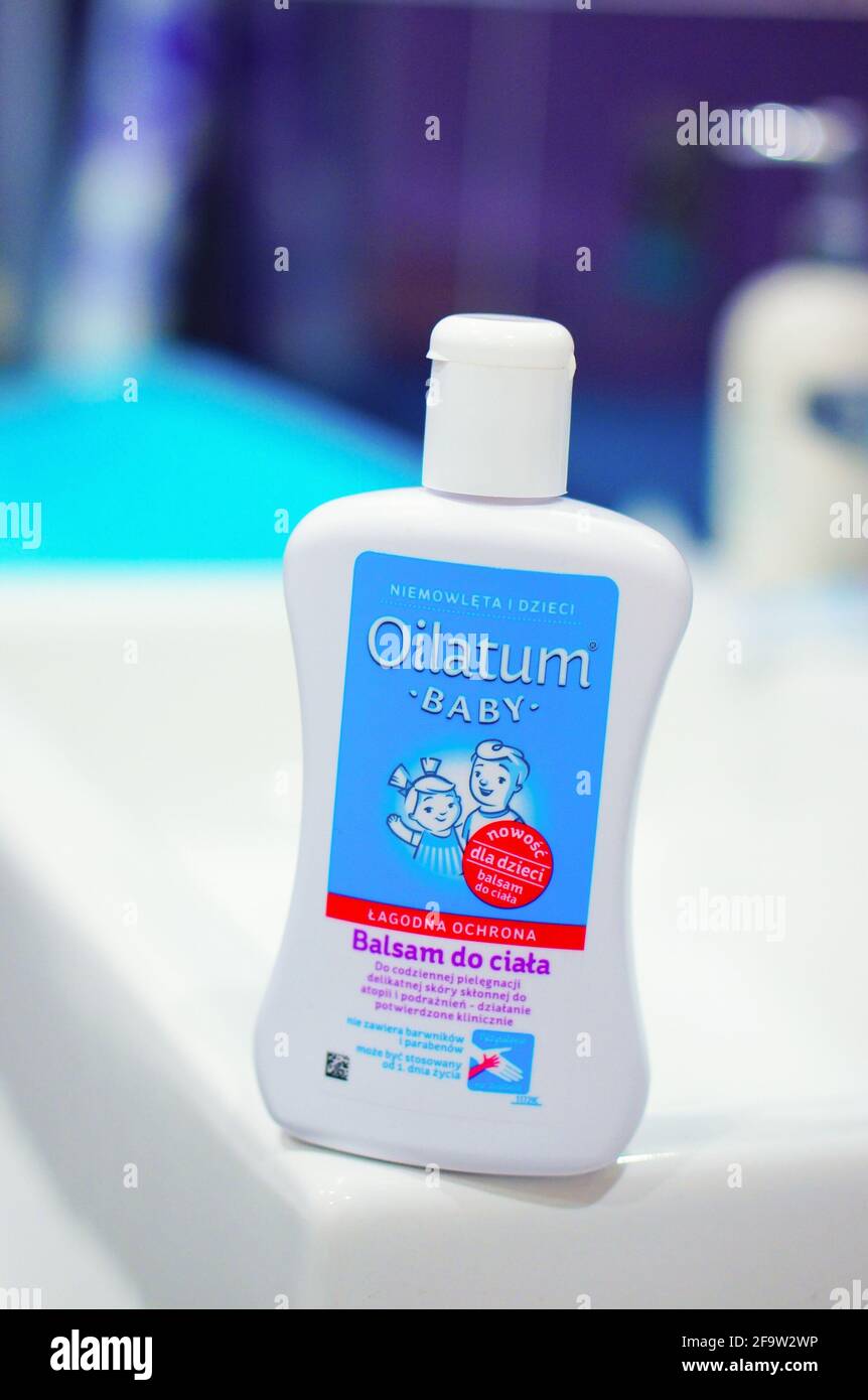 POZNAN, POLAND Apr 05, 2016 Oilatum Baby bathing gel in a plastic