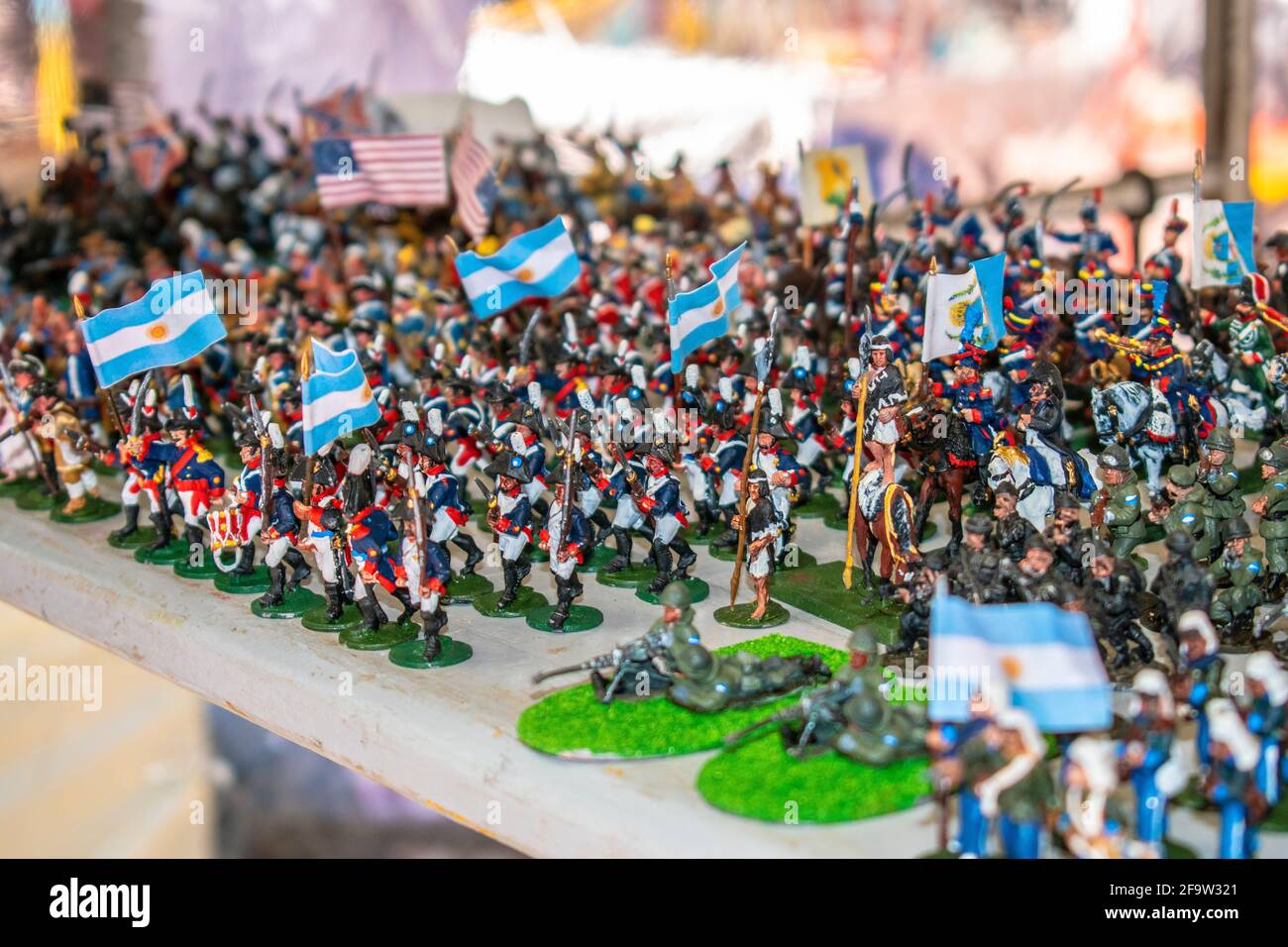Collectible tin soldiers for sale at the San Telmo fair. Stock Photo