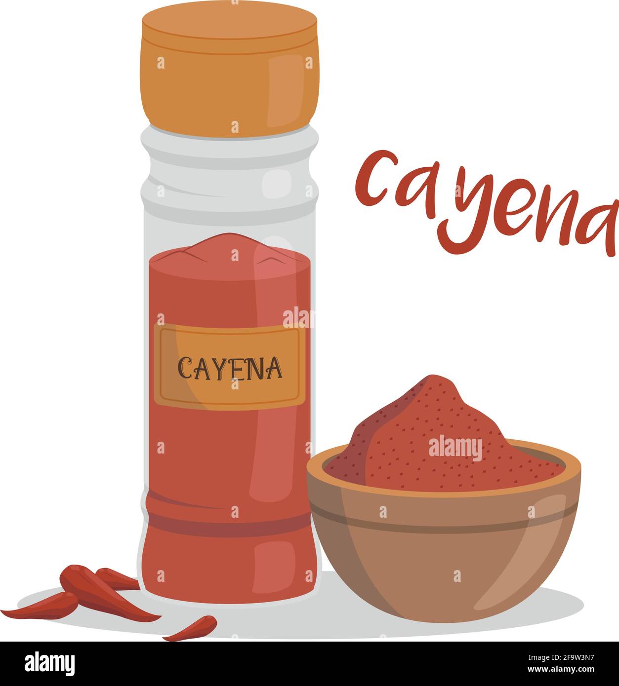 Vector cayenne illustration isolated in cartoon style. Spanish name