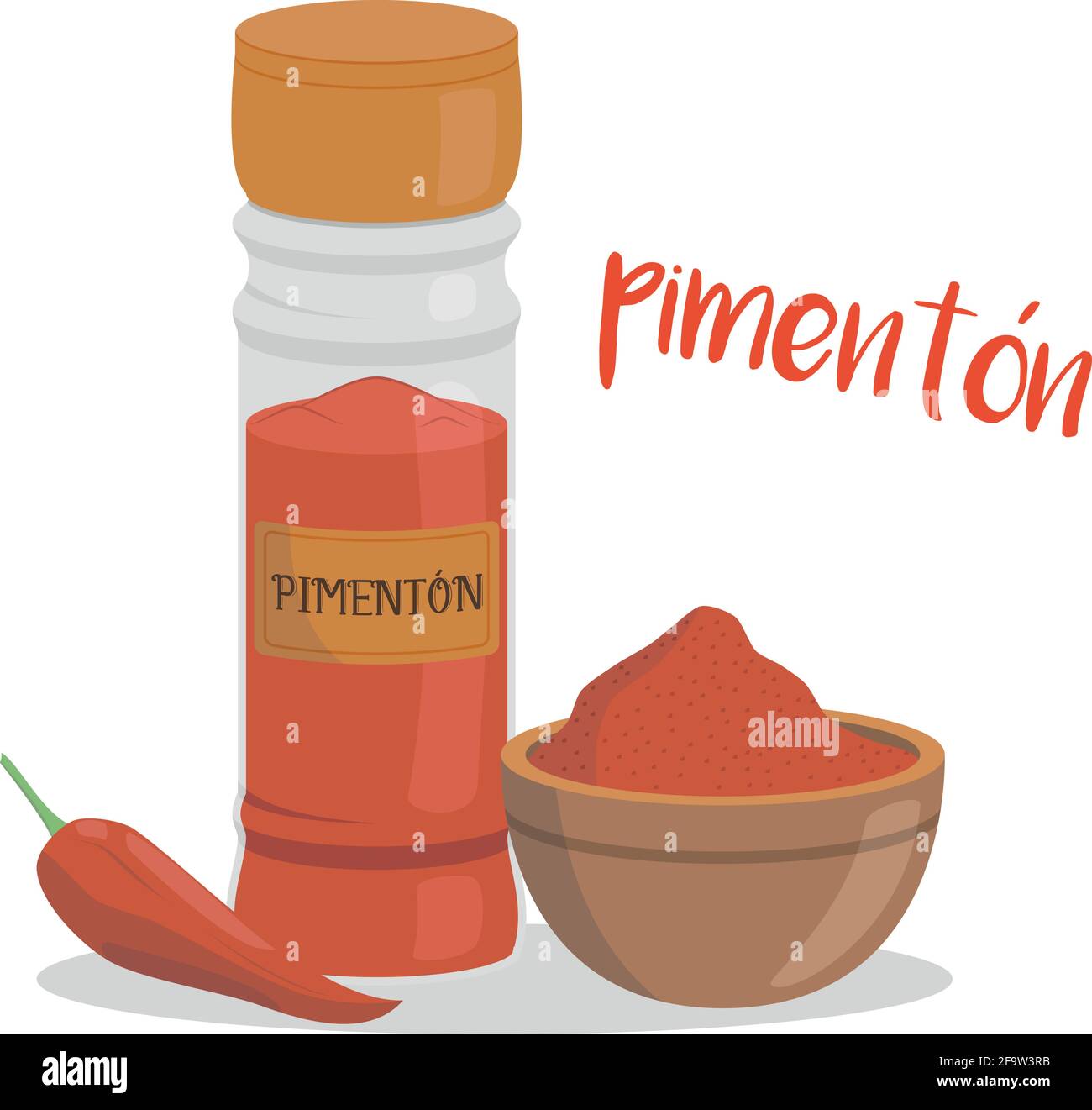 Vector paprika illustration isolated in cartoon style. Spanish name