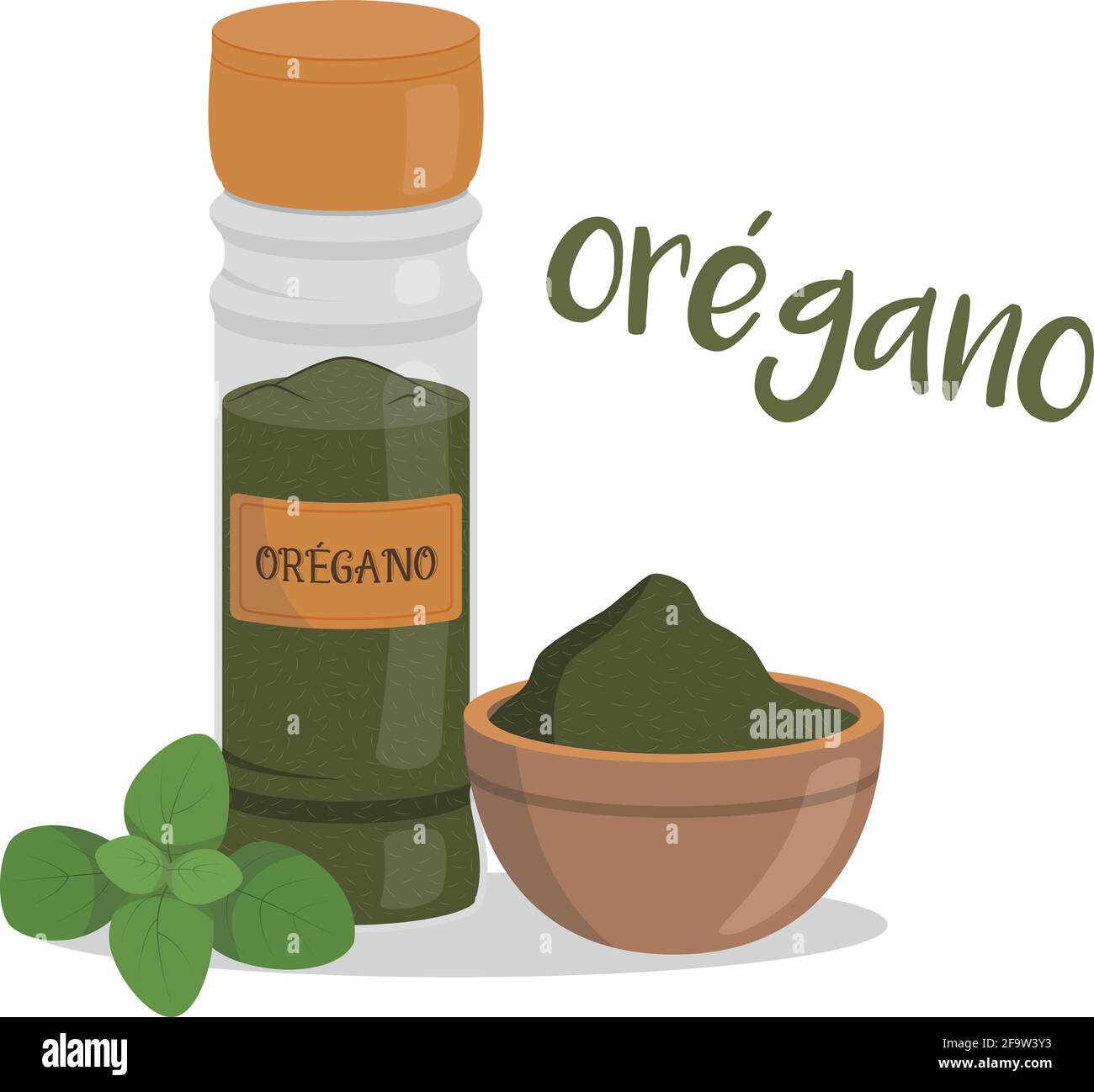 Vector oregano illustration isolated in cartoon style. Spanish name