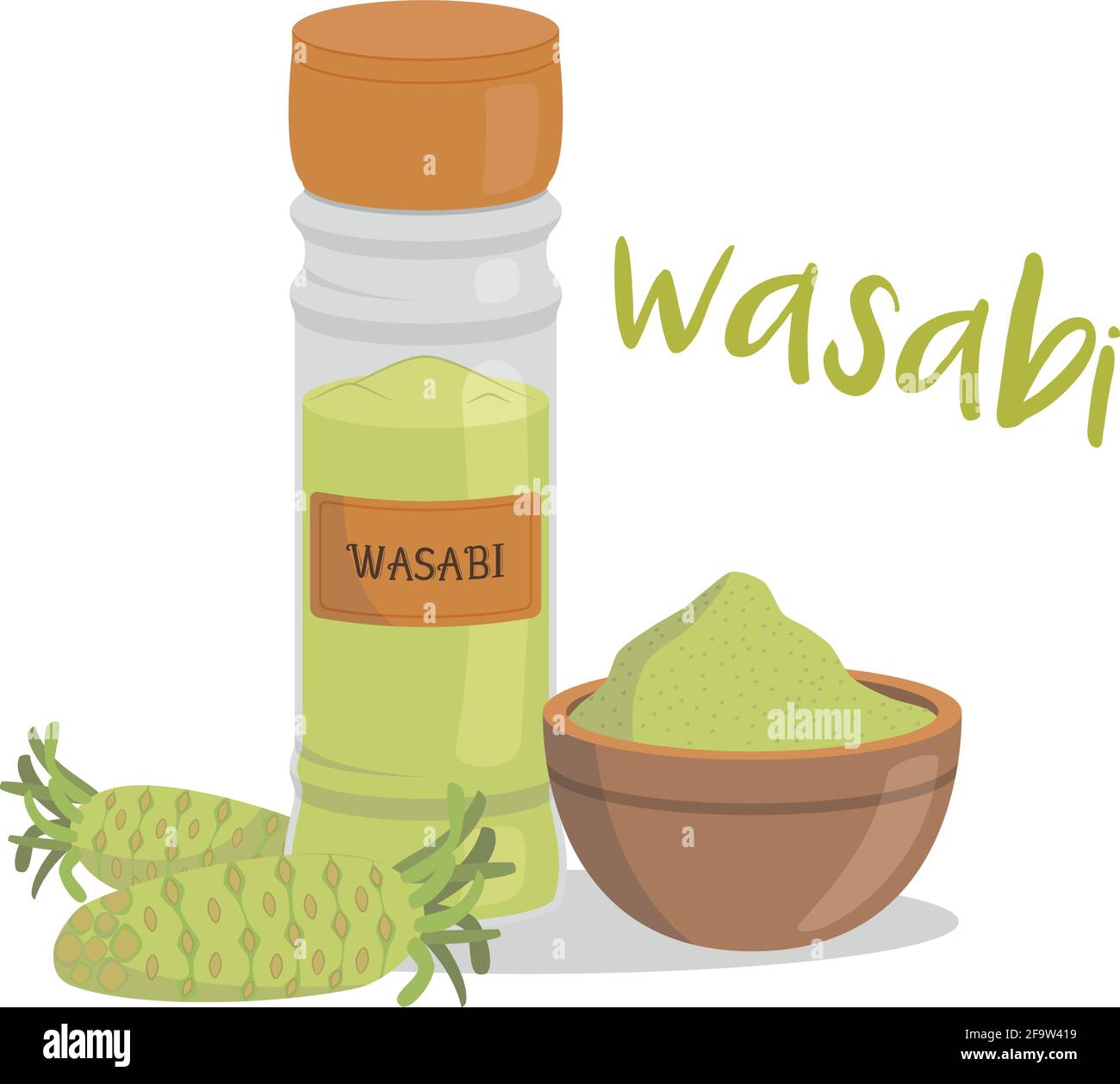 Vector wasabi illustration isolated in cartoon style. Spanish name