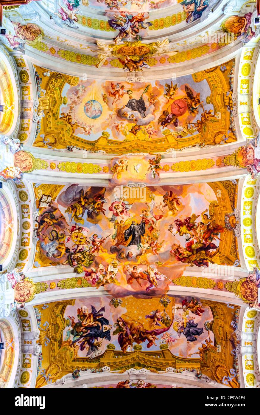 MELK, AUSTRIA, MAY 16, 2015: ceiling painting in Melk Abbey in Melk, Austria. Abbey Church is considered one of the most beautiful in Austria, built i Stock Photo